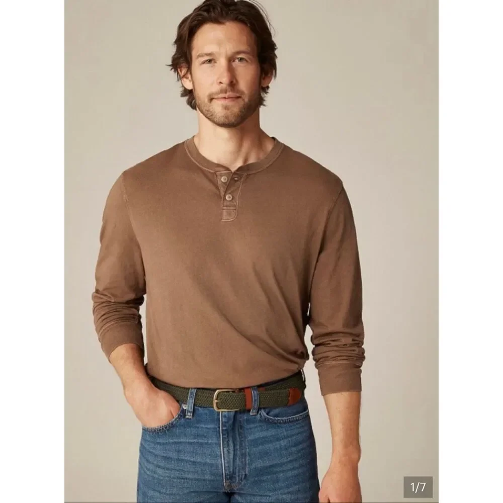 J. Crew Vintage Jersey Wash Cotton Henley in Galvanized Iron NWT size Small